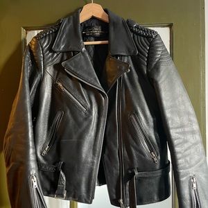 Harley Davidson collab motorcycle black leather jacket